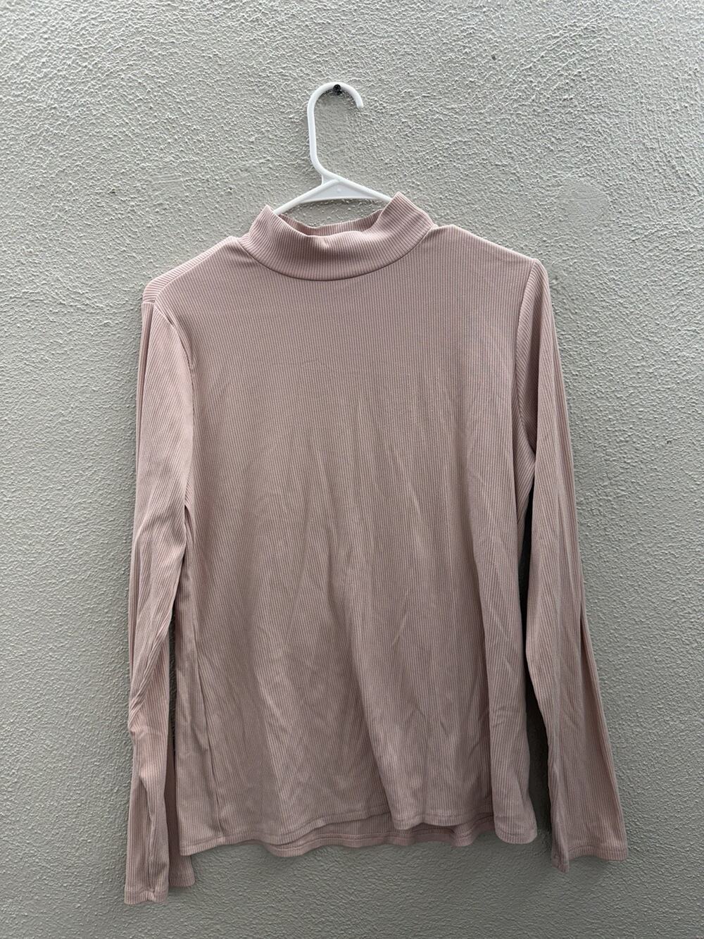 No Boundaries Womens Shirt Size XXL Pink Ribbed Long Sleeve Mock Neck Thin